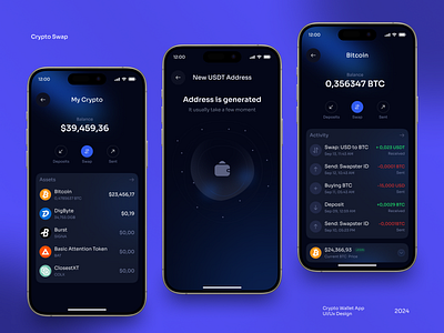 Crypto Mobile App application coinbase crypto crypto app crypto banking crypto exchange cryptocurrency cryptoswap defi app e wallet exchange finance fintech homieslab mobile app mobile app design mobile ui money transfer saas uiux