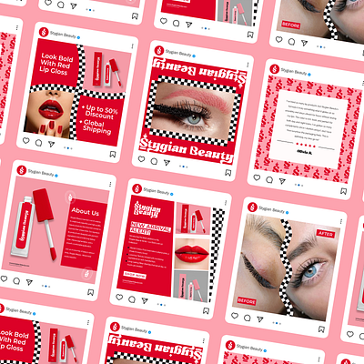 Social Media Design for a Beauty Brand beauty eyelash graphic design instagram lipstick marketing post templates social media post visual identity