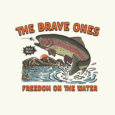 Freedom on the Water branding fish fishing graphic design hunting illustration logo nature outdoors vintage water wildlife