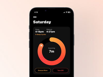 Alarm Snoozing alarm circle circle animation darkmode health app ios lifestyle morning routine sleep app wakeup app