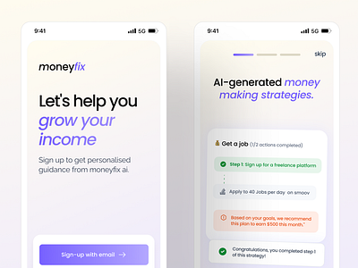 AI Finance growth app onboarding branding design graphic design illustration logo minimal typography ui