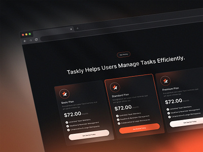 Task Manager App Pricing Plans app app design dark design landing manager orange pricing plans task task manager web design