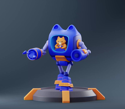 3D mecha cat walk animation 3d animation cat illustration mecha robot walk