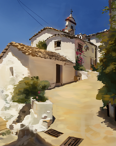 Scenery attraction beautiful digitalart digitalpainting drawing illust illustration scenery village