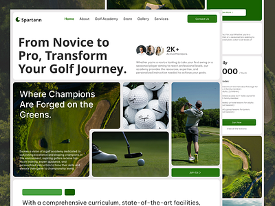 Spartann - Golf Academy Landing Page branding golf academy graphic design illustration landingpage ui uidesign uiux design userinterface ux uxdesign web design