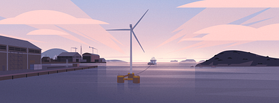 Sunset Serene: Offshore Wind Power and Maritime Harmony 2d animation background background for animation colors design dribbble graphic design illustration landscape motion graphics