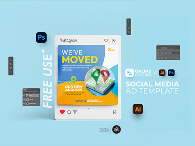 Moving Announcement Instagram Post aam360 concept custom moving post template design digital moving announcement editable moving announcement free flyer home relocation instagram design housewarming invitation post minimalist moving post design modern moving announcement moving announcement post moving day instagram post new office announcement flyer relocation social media template ui we are moving flyer weve moved instagram post