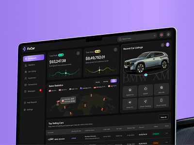 Car Sales Management -Dashboard UI Design automotive dashboard car management ui dark mode ui dashboard data visualization data visualization design design concept focar focotik focotik agency minimal design minimalist dashboard mobile dashboard sas dashboard smart car management ui ui kit design ux for automotive