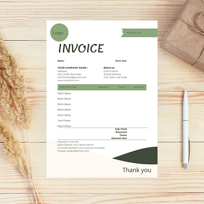 Green invoice branding graphic design