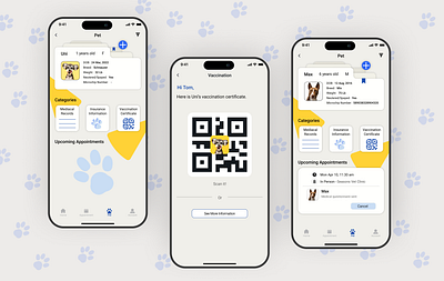 Pet Healthcare Management - mobile APP design healthcare mobile app pet ui ux