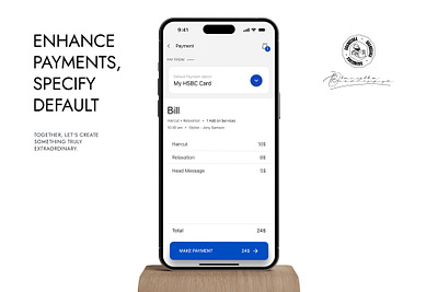 Enhance Payments, Specify Default finance app payment app screen salon app ui uiux