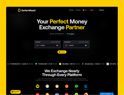 Website Design for an Online Currency Exchange design figma graphic design ui uiux webpage design