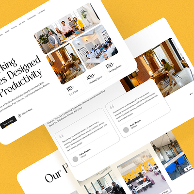 Co-working spaces website landing page design. branding co working co working spaces co working spaces website design landing page minimal modern website professional website professional website layout rent coworking spaces spaces website ui ui design uiux user interface web web design website workspace ux