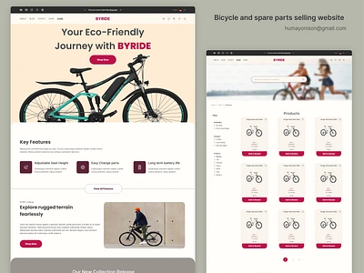 BYRIDE. a bike and spare parts seller bike e commerce figma graphic design home page product ui ux