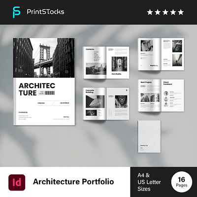 Architecture Portfolio Template a4 agency architecture bifold brochure branding business business brochure catalog catalogue clean company brochure creative proposal design graphic design lookbook magazine minimal portfolio template