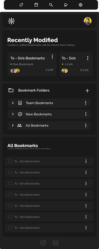 Bookmark / Notes App UI app bookmark figma mobile notes responsive todo todos ui