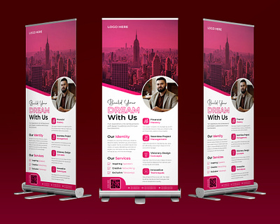 Rollup banner design advertising banner branding design flyer graphic design illustration marketing poster rollup rollup banner rollup banner design unique vector