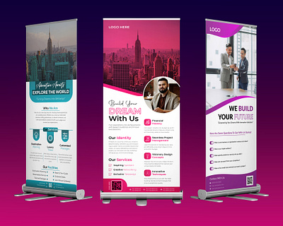 Rollup banner design advertising banner branding design flyer graphic design illustration marketing poster rollup rollup banner rollup banner design unique vector