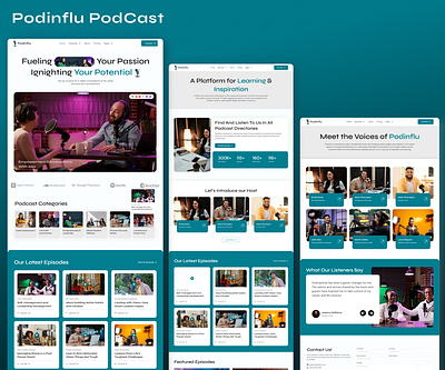 Podcast Landing Page Design branding design influencers website landing page pod cast web podcast webite podcast website podcast website layout radditollc top influencers top influencers website ui ui design user interface web web design website