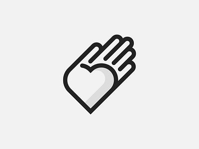 Logomark with heart and hand brand branding care design elegant graphic design hand heart line linear logo logo design logo designer logodesign logodesigner logotype love mark modern sign