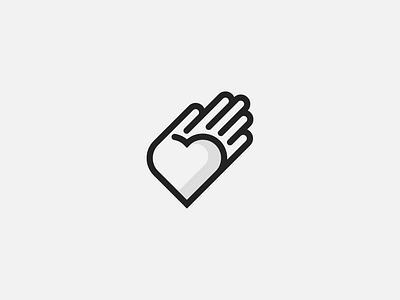 Logomark with heart and hand brand branding care design elegant graphic design hand heart line linear logo logo design logo designer logodesign logodesigner logotype love mark modern sign