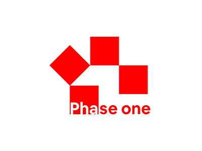 Phase one Logo 1 architecture firm logo architecture logo branding building blocks construction logo construction project consulting firms design geometric logo geometric shapes icon logo logotype modern logo negative space logo phase one project management red color