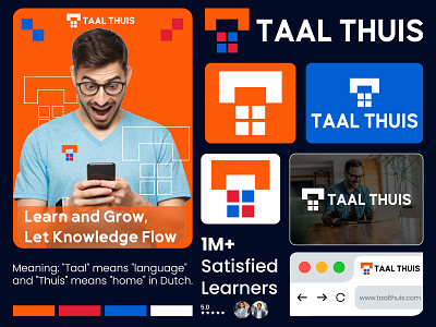 Learning Language Platform Logo Branding Design brand brand identity branding colorful design dutch learning logo dutch logo home logo learn logo learning language logo learning logo letter t logo logo design logos logotype modern modern logo