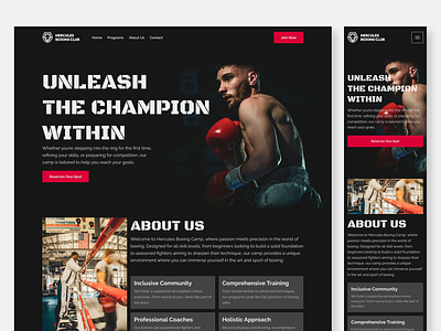 🥊 Boxing Club Landing Page UI boxing web design landing page responsive design ui ui design uidesign uiux web design web ui