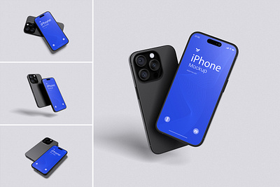 Realistic iPhone 15 Pro Max Mockup Template Set max