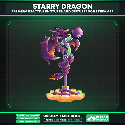 Vtuber Asset Microphone Starry Purple Dragon vtuber design