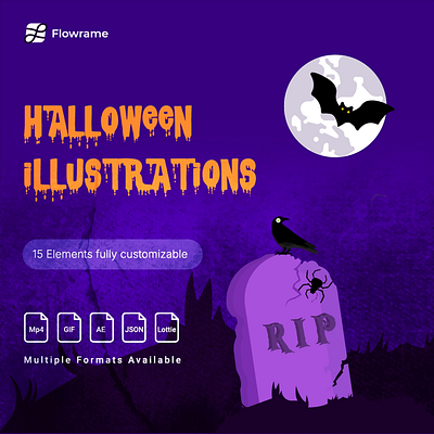 Animated Halloween Illustrations l animated bat crow dead death graphics halloween illustrations motion pack spooky