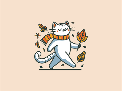 Autumn themed cute Kitty autumn graphic graphic design illustration kitty leaf leaves