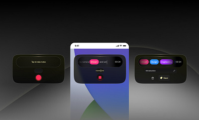 Capture, Organize, and Recall Your Thoughts with Ease ai ai app apple widget dark ui figma mockup note taking voice recognition widget