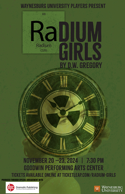 Radium Girls Theatre Poster branding design graphic design illustration play poster print radium girls theatre typography visual identity