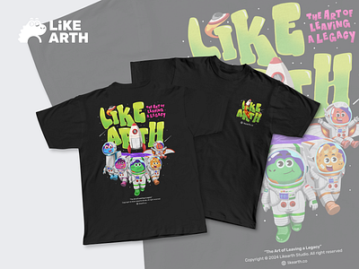 Likearth Studio Official Merchandise brand identity branding character dino dinosaurs illustration landyard mascot merchandise procreate shirt stationary tshirt