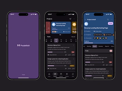 PurpleSuit: Stay Sharp, Stay Organized app exploration app interface clean design creative app daily planner design inspiration minimalist ui mobile app design organization app productivity project management stylish app task management to do list user experience uxui design