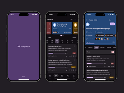 PurpleSuit: Stay Sharp, Stay Organized app exploration app interface clean design creative app daily planner design inspiration minimalist ui mobile app design organization app productivity project management stylish app task management to do list user experience uxui design