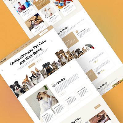 Pet care website landing page design. branding landing page pet services site petcarewebdesign petgroomingui pethealthportal ui ui design user interface veterinary ux veterinarywebflow web web design web design for vets website