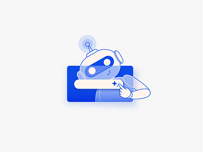 AI buddy behind the screen ai aisearchengine blue illustration robot screens spot transparent