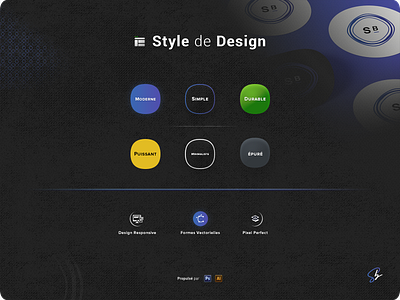 Design Style 15 years of experience brand branding dark ui ux design style français french friendly graphic design icons print designer minimalist modern photoshop psd powerfull purified senior designer simple style de design sustainable typo typography ui ux designer