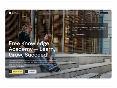Landing page - Hero banner UI academy ai branding calltoaction clear components courses design learning minimal ui university ux web