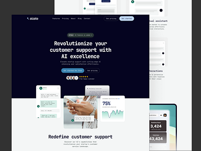 Aizate - Ai-powered customer support web ui aichatbotdesign aidesignthinking aidrivencustomercare aiforcustomerservice aiincustomersupport aiinproductdesign aipoweredsupport aiproductdesign aiuxdesign aiuxinnovation aiuxjourney conversationalai dashboard intelligentsupport mobile app smartsupportux ui user interface ux