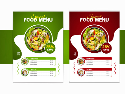 Food menu design, one page food menu a4 burger menu cafe food food menu food menu design food menu post design green headline hot color menu menu design modern one page one page food menu post red color menu restaurant salad siggle