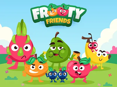 Frooty Friends Character Design adventure animation cartoon character children flat graphic design illustration kids logo motion graphics series ui video youtube