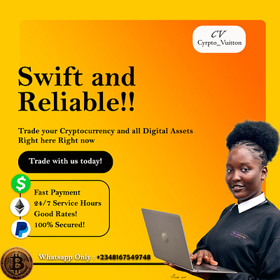 Cyrptocurrency trader's flyer branding graphic design logo