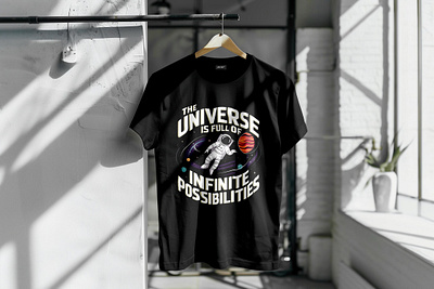 Sci-fi premium t-shirt design astronaut branding design graphic design infinite moon possibilities sci fi sci fi premium t shirt design science fiction unique universe