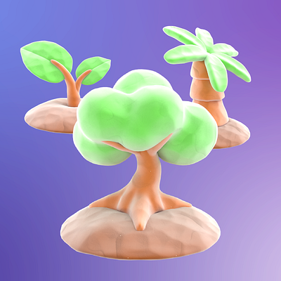 3D Clayer Plants 3d blender clay design flower graphic design icon modeling plants render tree