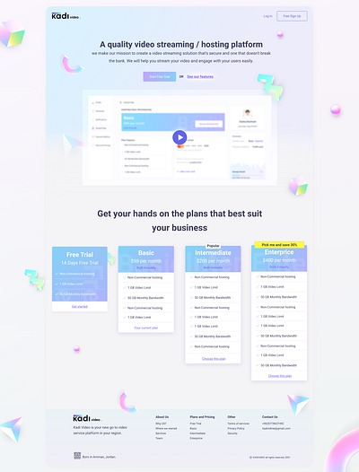 K A D I video 3d ui blue ui colorful dashboard dashboard interface future futuristic ui hosting hostingplatform plan platform prices purple purple ui subscriptions ui ux video videostreaming
