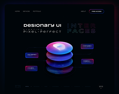 Desionary UI: Dark Mode Toolkit for Free, Fast, Modern Design agency clean dark design system desionary easy free design free kit interface kit landing lightening minimal neon light page responsive saas ui website