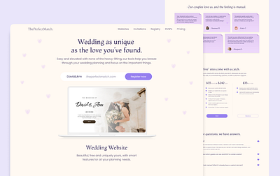 Wedding planning Website design landing landing page planner ui ux web design website design wedding wedding planner wedding planning